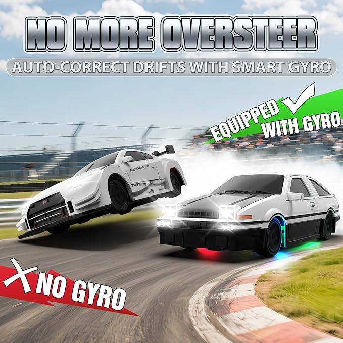 RC Drift Car 1/43 Mini RC Drift Car with Gyro 2.4GHz Full Proportional Control 20KM/H 4WD High Speed Remote Control Alloy LED Lights &amp Drift Tires Toys Gift for Adults Boys and Girls