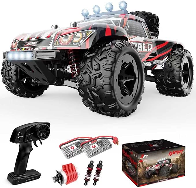 Remote Control Car1/18 Scale RC Cars for Adults &amp Kids - IPX4 Waterproof 40KM/H 4X4 Off Road Truck 2.4GHz Remote Control 4WD All Terrain Vehicle with 2 Batteries (Red)