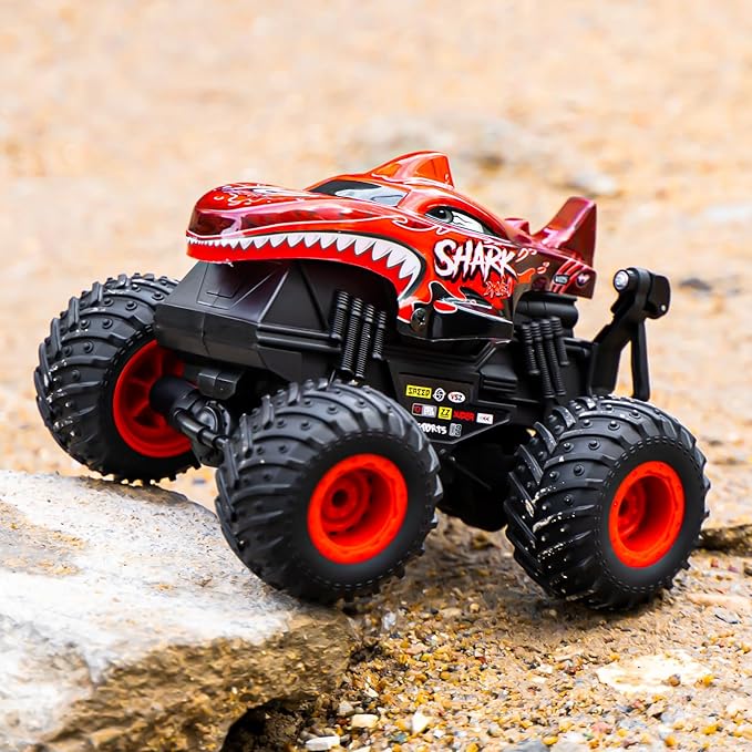 Gohero Remote Control Monster Truck Toys 1:20 Scale RC Shark Monster Trucks with Light &amp Music 2.4Ghz Remote Control Car Boys 4-7 &amp 8-12 Remote Control Truck with 360° Spin Walk Upright &am