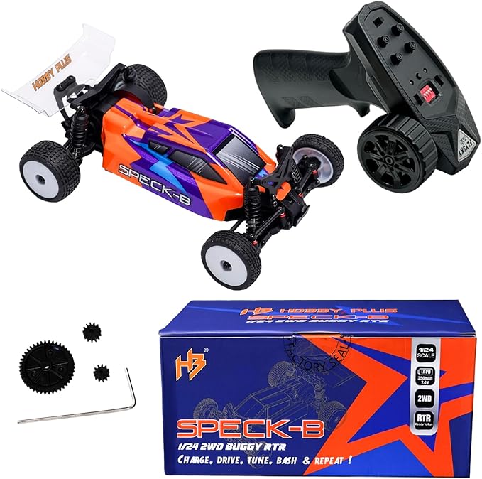 HOBBYPLUS Speck B 1/24 2WD Mini RC Car - RTR RC Buggy Fast Mini Racing Buggy Brushless Ready with Oil-Filled Shocks – Fun Indoor Remote Control Car Racing Vehicles for Adults (Razor Orange)