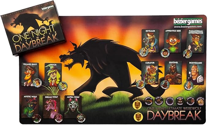 One Night Ultimate Daybreak by Bezier Games | Standalone Hidden Role Mystery with Social Deduction | App-Supported Bluffing Experience | 3-10 Players Ages 8+ | 10 Minutes
