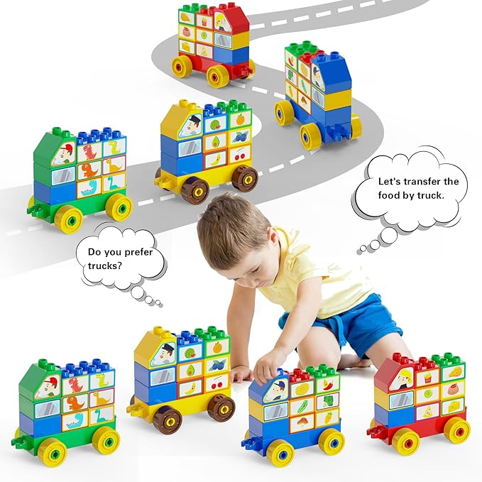 Building Blocks for Toddlers 2-5 Including Dinosaurs Cars 116-piece Large Classic Building Bricks Set Educational Toys for Children Boys Girls All Ages Compatible with All Major Brands