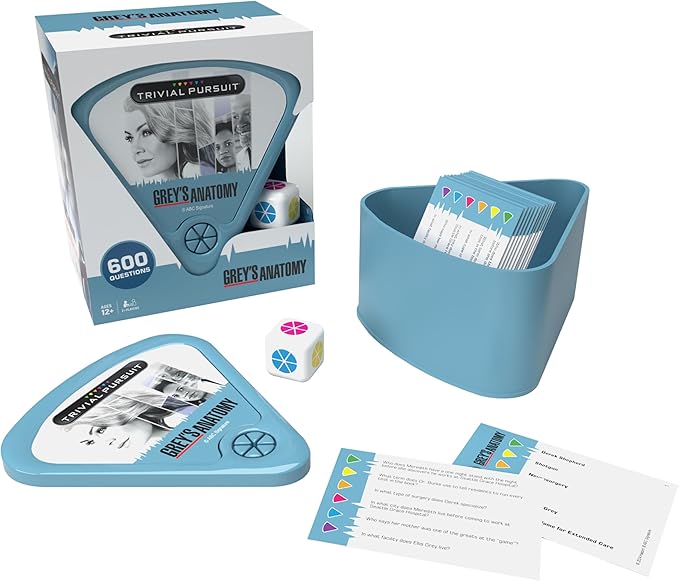 Trivial Pursuit Grey's Anatomy Trivia Game from The Hit Hospital Drama TV Series 600 Questions &amp Die in Travel Container Officially Licensed Grey's Anatomy Merchandise &amp Collectible