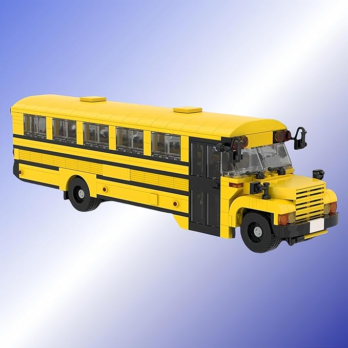 Yellow School Bus Building Blocks Kits City School Toy Set Mini Toy Block Car Bedroom and Living Room Decorations 635 Pcs Gift for Car Lovers