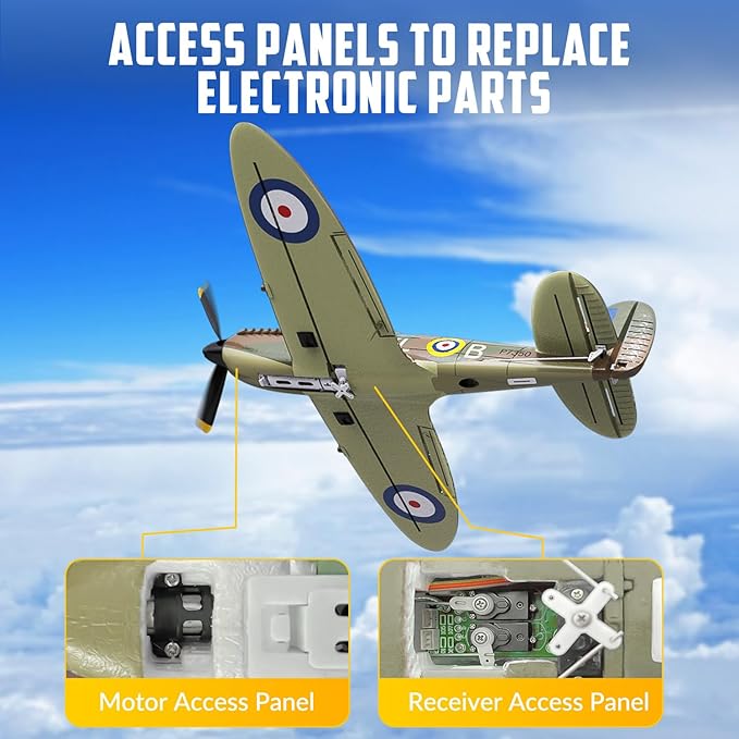 RC Plane Spitfire Fighter 2.4Ghz 4CH Remote Control Aircraft Ready to Fly for Adults Airplane Radio Controlled Plane with Xpilot Stabilization System 761-12