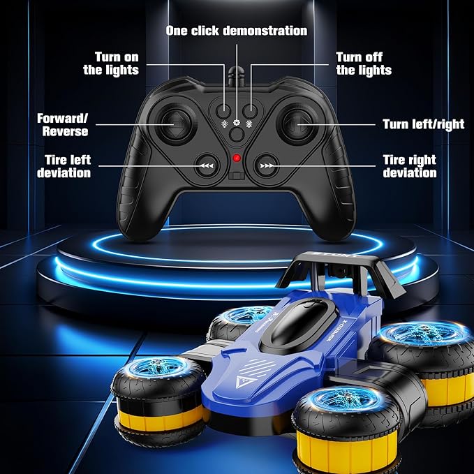 High Speed Drift Remote Control Stunt Deformation Car Birthday Gifts for Boys and Girls 4-16 Years Old (Red and Yellow)