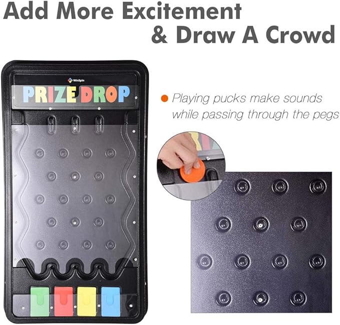 WinSpin Modular Prize Wheel Kit Mini 25x14 Prize Drop Board &amp 24 Tabletop Spinning Wheel Spinning Fortune Game Carnival Live Stream Party Tradeshow