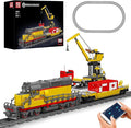 Mould King 12027 Diesel Locomotive Train Building Sets with a Semi-Trailers Cranes Remote/App Control Engineering Toy Kit Scale Model with Trains Tracks for Adults(1170 Pieces)
