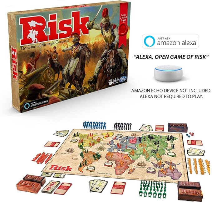 Hasbro Gaming Risk Game with Dragon for Use with Amazon Alexa Strategy Board Game Ages 10 and Up with Special Dragon Token