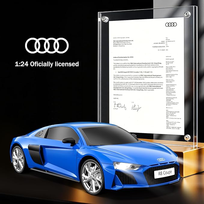 Audi Remote Control Car 1:24 Scale Electric Sport Racing Hobby Toy Car Audi Model Vehicle for Boys Girls Birthday Gifts（Blue）