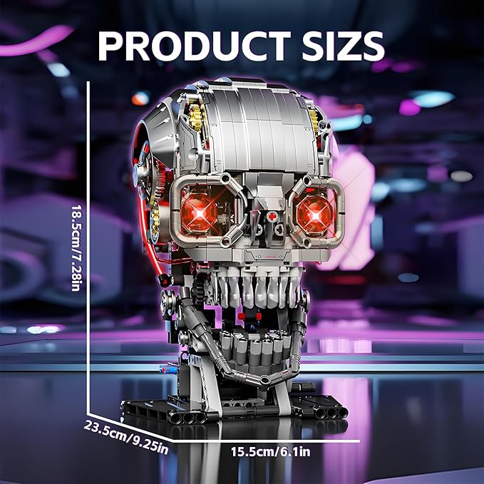 Mechanical Skull Building Block Set 3D Poseable Model with Mandibular Teeth Bite Drive can be driven by hand or motor for STEM Toys for Kids &amp Adults Perfect for Horror Fans &amp Gothic Room Deco
