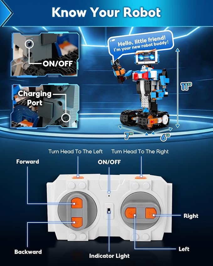 Robot Building Kits for Kids Stem Toys for Boys Age 8-12 APP &amp Remote Control Educational Coding Building Sets Programmable Robot for Kids Rechargeable Robotic Kit Gifts for Girls Boys