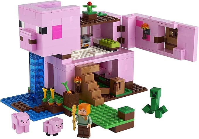 LEGO Minecraft The Pig House 21170 with Alex Creeper and 2 Pig Figures Animal Building Toy Great Gift for Kids Boys &amp Girls Ages 8+