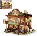 Western-Inn Lighting-Building-Bricks Set - 2682 Pcs The Old West Inn Light Construction Hotel Building Model Set for Adults and West Lovers