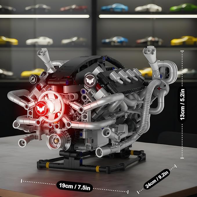 V8 Engine Model Kit Build Your Own RC Car Kit with Realistic Pistons &amp Dynamic FX 770+ Building Blocks for Adults STEM Toy Building Sets with App &amp Remote Control
