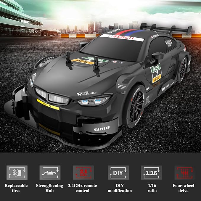 GoolRC RC Drift Car 1:16 Scale 4WD 40KM/H High Speed RC Racing Car 2.4GHz Electric Sport Drifting with Headlight Drifting &amp Racing Tires for Adults (Yellow)