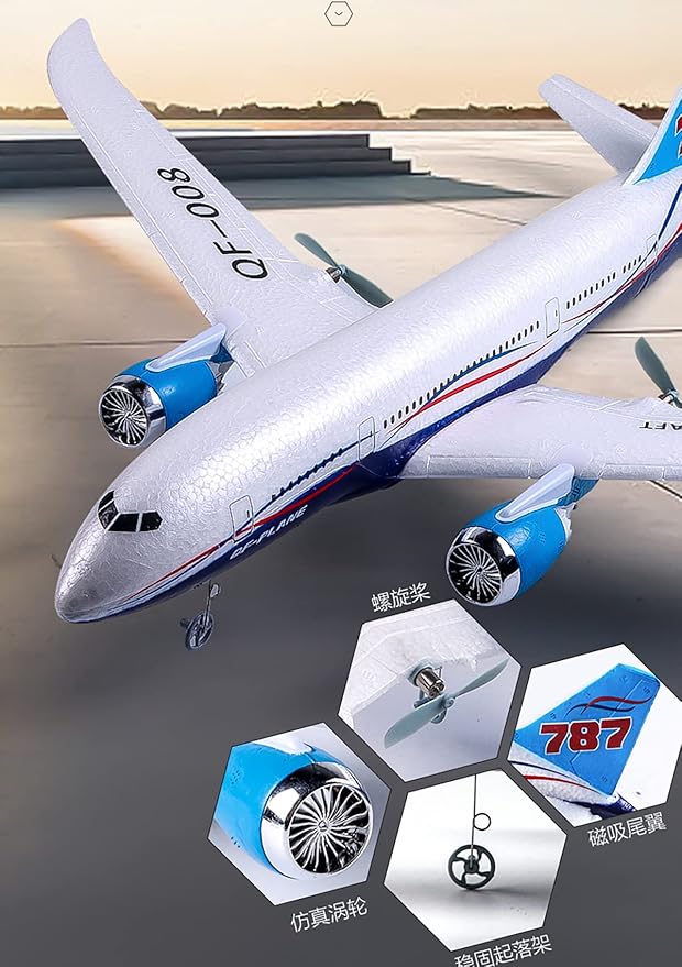 Remote Control Airplane 2.4Ghz DIY 3 Channels RC Plane Remote Control Airplane Ready to Fly RC 787 Dreamliner for Advanced Wingspan 550mm （2 Batteries