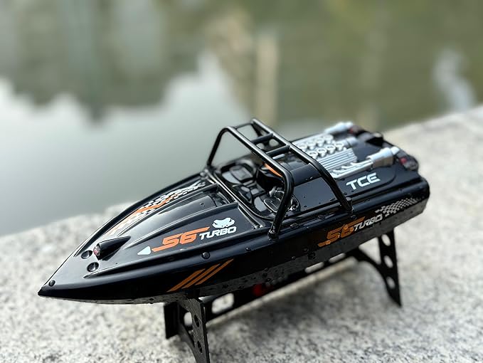 Remote Control Off-Road Boat Model Eddy Current Jet high-Speed Remote Control Speedboat 15-20km/hH156 with Lights Off-Road Speedboat (Dual Battery) Suitable for Adults 14+