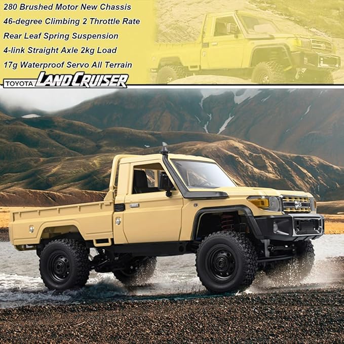 RC Crawler Remote Control Rock Crawler RC Truck 4x4 1/12 Scale Toyota Land Cruiser Off Road Pickup Proportional Steering 2 Speed RTR All Terrain 280 Motor 2 Batteries Hobby Car Adult MN82