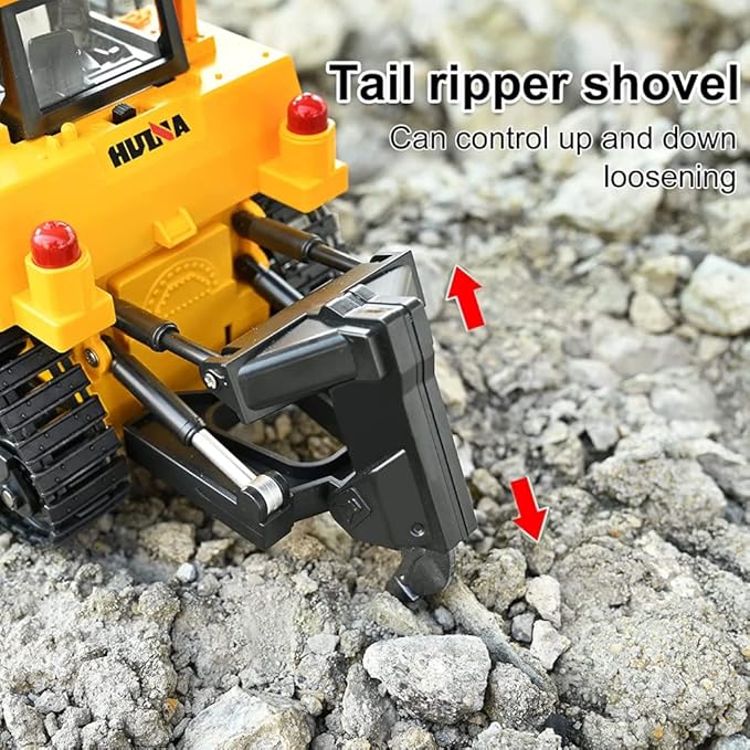 The perseids RC Remote Control Bulldozer 1/16 Scale 11-Channel Full Functional Dozer Vehicle 2.4GHz 360° Rotating RC Dozer with Metal Parts Rubber Tracks Lights &amp Sound for Adults