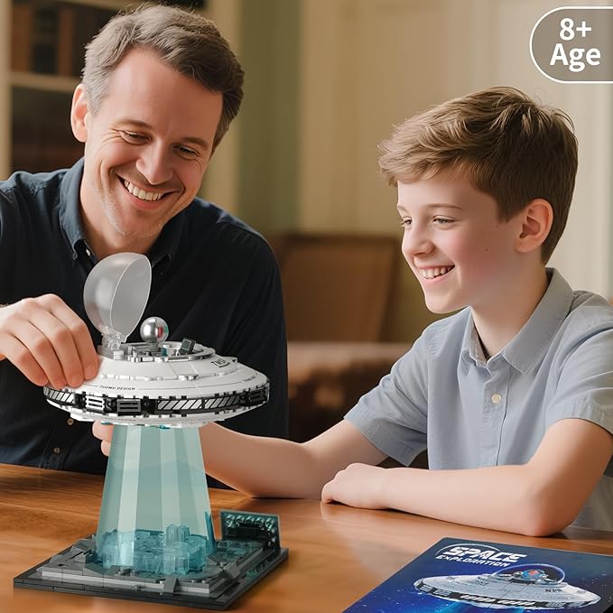 BNG UFO Space Building Blocks UFO Toy Building Sets Galaxy Star Spaceship Building Kit Home Office Decor Creative Gift for Girls and Boys 8-14