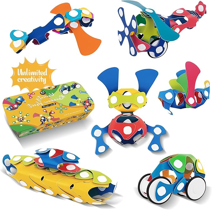 Flexible Building Blocks Set Creative Construction Toys for Kids Educational Fun for 3+ Years Old Enhances Hand-Eye Coordination and Creativity