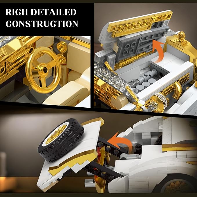Mould King 10003 Classic Car Model Kit MOC Vintage Car Building Blocks Set Gift for Kids Age 8+/Adults Collections Enthusiasts (958+ Pieces Static Version)