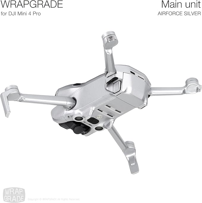 WRAPGRADE Skin Stickers Compatible with DJI Mini 4 Pro | Full Wrap (Airforce Silver)