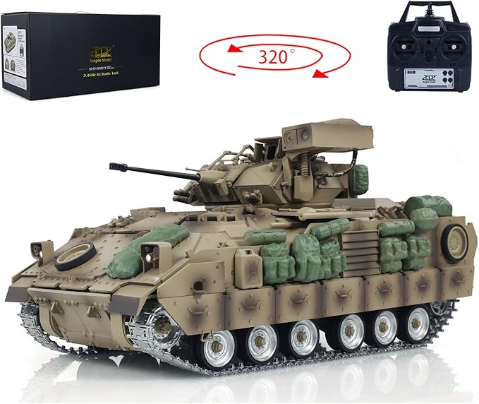 TOUCAN RC HOBBY US in Stock TD 1/16 RC Military Tank M2A2 Bradley Metal Tracks Wheels Infrared Barrel Recoil