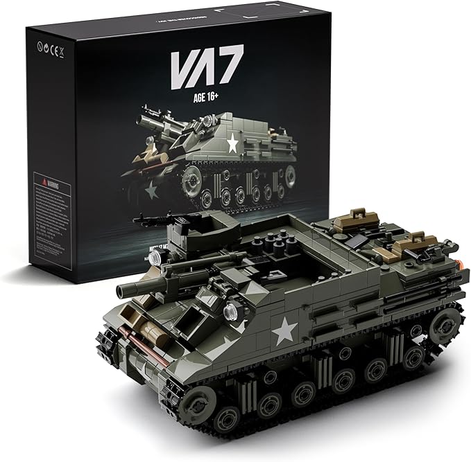 Nifeliz Military M7 Priest Tank Model Building Set WW2 Howitzer Army Vehicle Building Set for Adults Collectible Army Display Model Set and Gift for Enthusiasts (646 PCS NF10336)