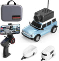 GoolRC WLtoys 6405-C Mini RC Car 2.4GHz 1:64 Scale FPV Remote Control Car with Camera 720P and Gyro APP Control Vehicle with 2 Trailers and LED Lights for Adults (Blue)