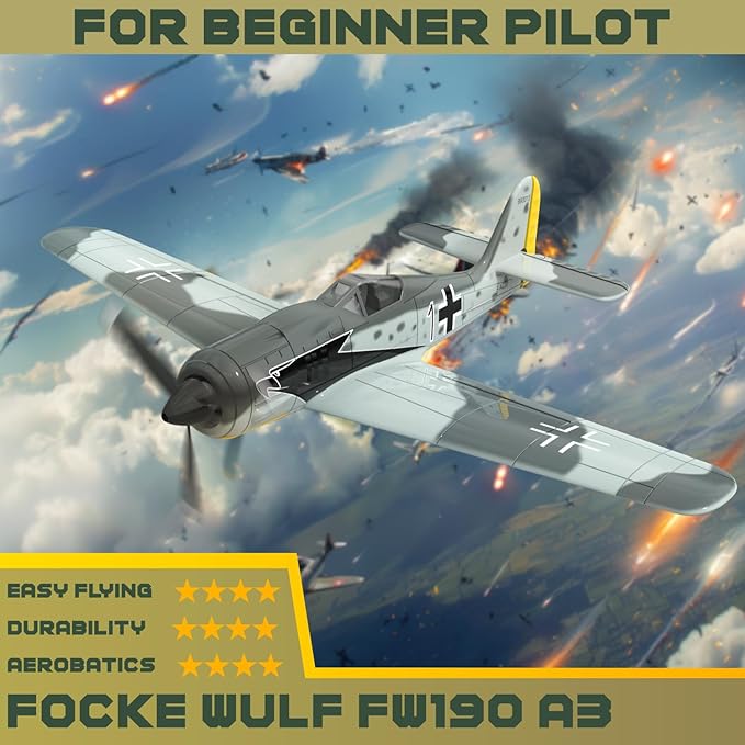 RC Plane 4 Channel RC Airplane FW190 Ready to Fly with Upgraded Xpilot Stabilization System &amp One Key Aerobatic Remote Control Airplanes for Beginners Adult