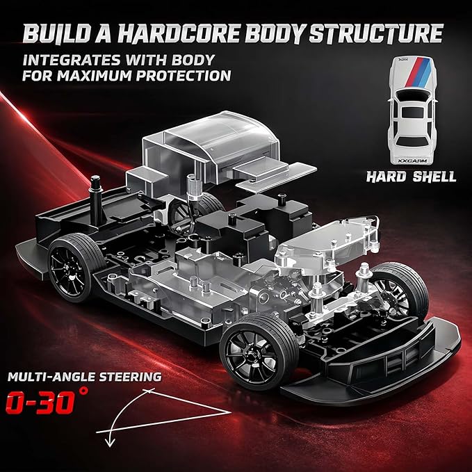 RC Drift Car 2.4GHz 1:16 Scale 4WD 30KM/H High Speed Remote Control Cars Vehicle with LED Lights 2Pcs Rechargeable Batteries Drifting Tires Racing Sport Toy Cars for Adults Boys Girls Kids Gift