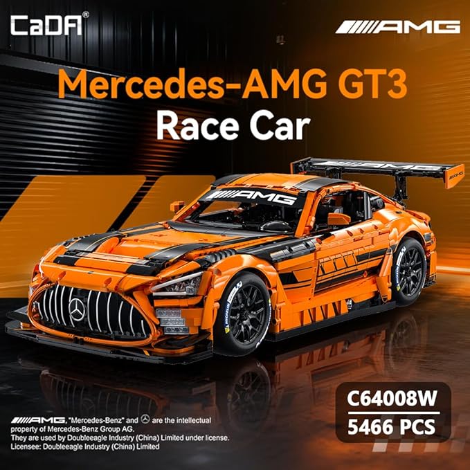 CaDA Master C64008W Mercedes-AMG GT3 Building Set1:8 Scale – 5466 PCS Officially Licensed Supercar Model Large Race Car Building Blocks Kit for Adults &amp Teens