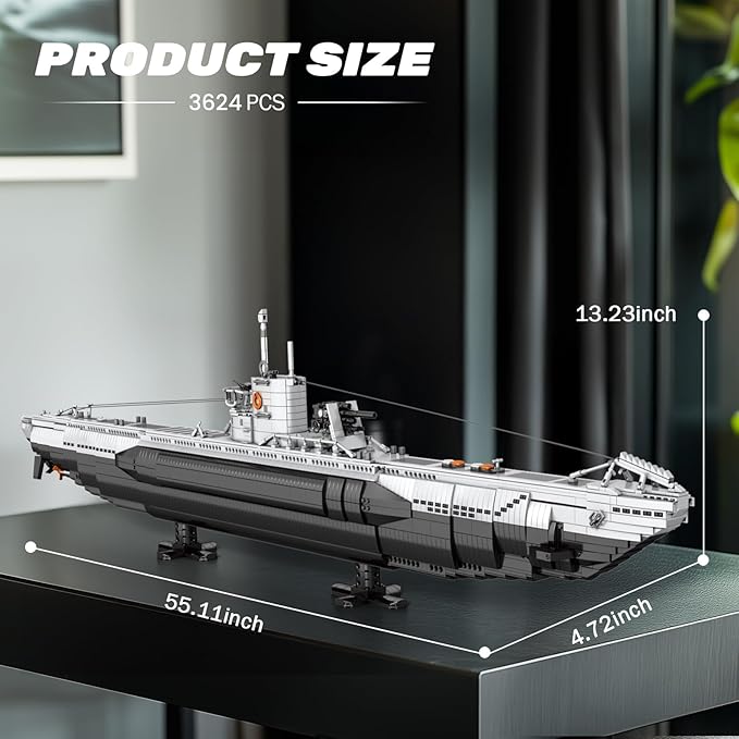 Reobrix U-Boat Submarine Building Set Military Submarine Model Kit for Adults WW2 History Collectible Home Decor Battleship Construction Set 33050 Army Toy Gifts for Boys Men Military Fans