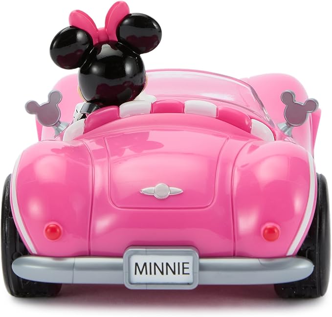 Disney Store Official Minnie Mouse's Vintage Remote Control Car for Kids - Gloss Pink Convertible Roadster with Lights &amp Sounds Fun RC Car - Minnie Mouse Toy for Girls &amp Boys