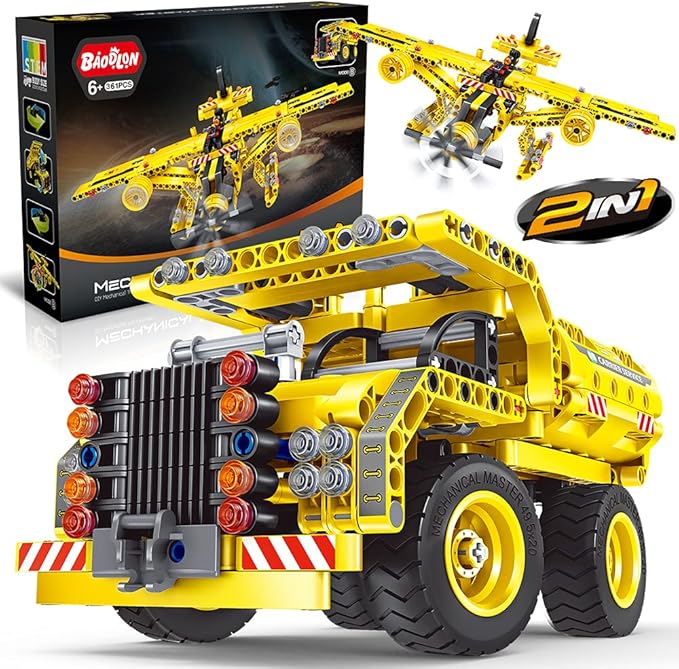STEM / Building Toy for Ages 5 6 7 8 9 10 11 12 Years Old Kid Boy Girl - 2-in-1 Truck Airplane Take Apart Toy 361 Pcs DIY Building Kit Learning Engineering Construction Toy Ideal Gift
