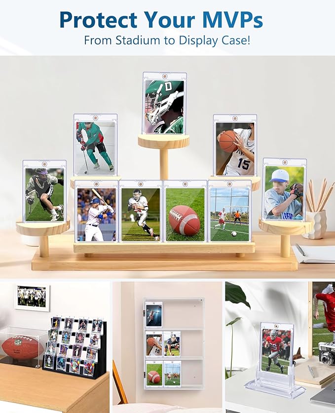 25ct Magnetic Card Holders: 35 pt Magnetic Cards Case for Trading Cards U-V Protection Hard Plastic Card Protectors for Sports Baseball Game Standard Display