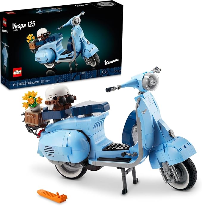 LEGO Icons Vespa 125 Model Building Kit - Vintage Italian Scooter DIY Craft Kit for Adults Ages 18+ - Gift for Birthdays - Includes Kickstand for Easy Display - 10298