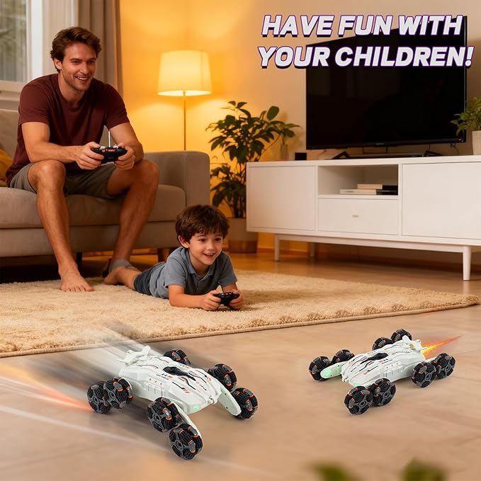 8 Wheels Gesture Sensing RC Stunt Car for Kids - Birthday Gifts for 6 7 8 9 10 11 12+ Years Old Remote Control Off-Road Vehicle 360 Degree Flips &amp Lights &amp Spray Fun Toys for Boys Age 6-12