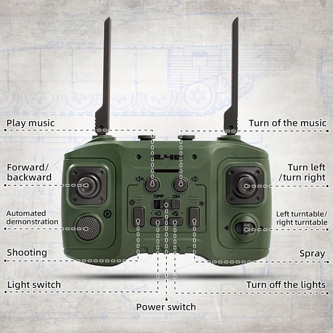 1:24 RC Tank-2.4G Remote Control Army Tank That Shoot BBS with 360° Rotating Turret Auto Demo Sound Light and Smoke All-Terrain Climbing RC Military Vehicle Toy Gift for Boys Ages 6-12