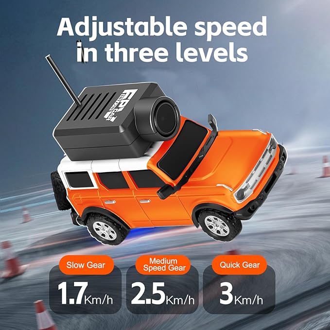 GoolRC WLtoys 6405 Mini RC Car 2.4GHz 1:64 Scale FPV Remote Control Car with Camera 720P and Gyro APP Control Vehicle with LED Lights for Adults Without Remote Controller (Orange)