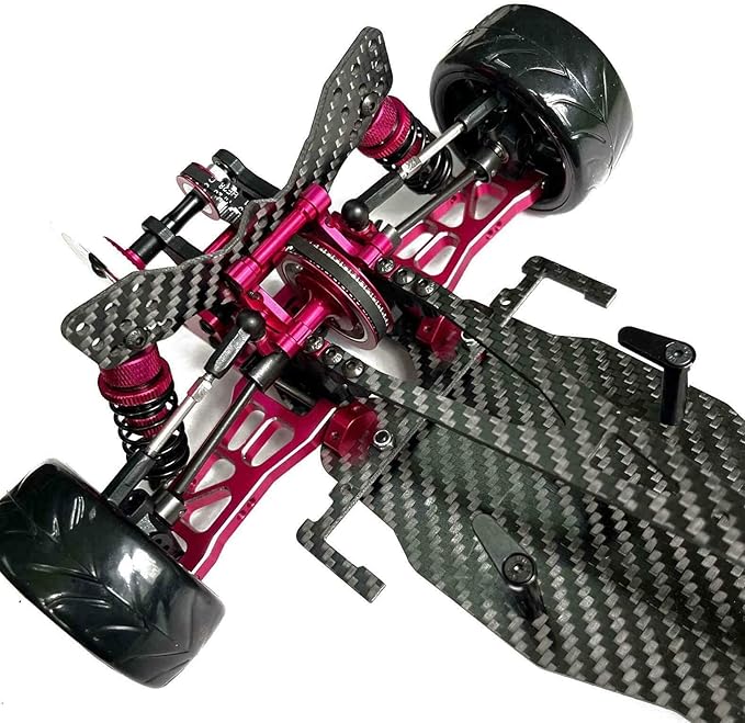 Alloy Carbon CF Chassis D5S Frame Kit Remodel Belt Drive Version 1/10 2Rear-Wheel Drift Car (Pink)