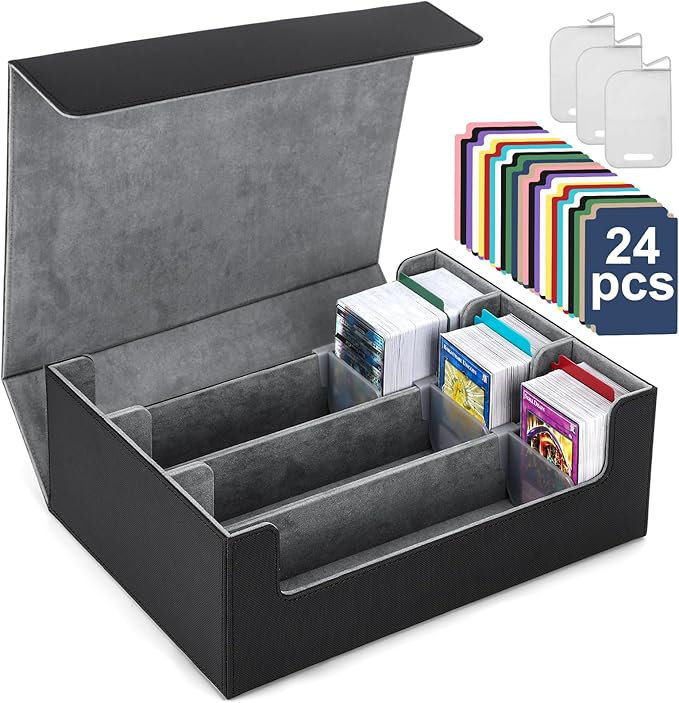 Card Deck Case for Trading Cards 1800+ MTG Card Storage Box Leather Magnetic Closure Storage Box for Magic Commander MTG YuGiOh PKM and Sports Cards
