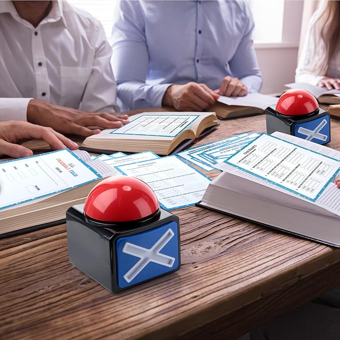 Christian Bible Friendly Game with 2 Answer Buzzers Religious Family Card Church Group Fun Trivia Quiz for Easter Party Office Class Team Building (Square)