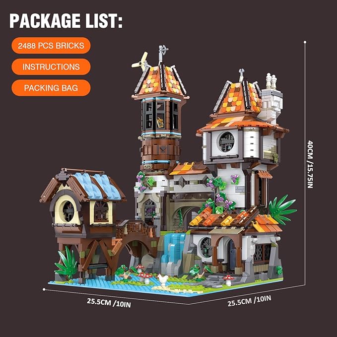 ZenithFlow Medieval Castle Building Blocks Kit European Architecture House Model Idea Gifts Display Home Decorations Collection for Adults 2488 PCS