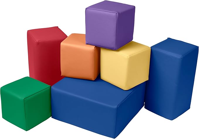 EarlyBuilder Foam Stacking Block Set Small Soft Play Assorted 7-Piece