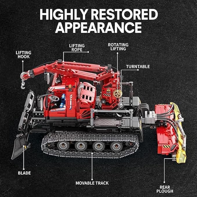 Technology Snow Groomer Building Set 2.4G/APP RC Snow Plough with Motor Truck Vehicle Building Block Compatible with Major Brands - 1100 Pieces