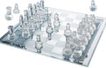 Gamie Premium Glass Chess Set 10 Inch - Elegant Design - Durable Build - 32 Frosted and Clear Pieces - Felted Bottoms - Easy to Carry - Stable &amp Fully Functional for Chess Lovers