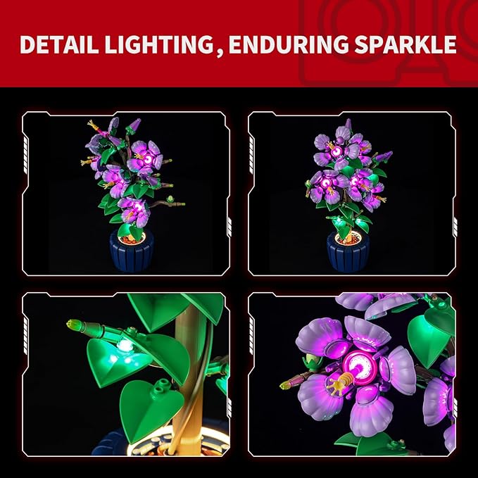 BRIKSMAX 2.0 Light Kit for Lego-Hibiscus -Innovative Led Lighting Compatible with Lego The Botanical Collection 10372 - Not Included Model Set